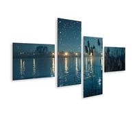islandburner Prime Image sur toile Lac nocturne avec étoiles et roseaux sur la rive