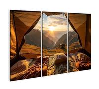 islandburner Prime Image sur toile Lever de soleil de la tente dans le paysage de montagne Images murales Poster