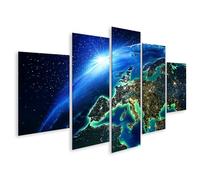 islandburner Prime Image sur toile Lever de soleil Europe Terre Vue spatiale Carte du monde Fond Images murales Poster