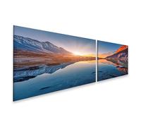islandburner Prime Image sur toile Lever de soleil Lac de montagne Réflexion Lumière du matin Merveilles naturelles Images murales Poster