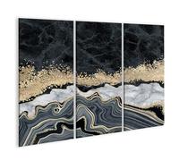 islandburner Prime Image sur toile marbre noir avec accents dorés - Œuvre d'art élégante - Poster mural