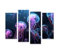 islandburner Prime Image sur toile Méduses lumineuses dans l'océan sous l'eau Flottant la nuit Images murales Poster