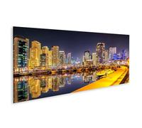 islandburner Prime Image sur toile miroir d'horizon la nuit dans le port moderne de la grande ville Images murales Poster