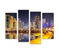 islandburner Prime Image sur toile miroir d'horizon la nuit dans le port moderne de la grande ville Images murales Poster