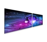 islandburner Prime Image sur toile Motif casque de musique et pupitre de DJ avec notes de signes, images murales