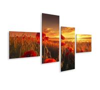 islandburner Prime Image sur toile Motif coquelicots rouges dans la lumière du soir sur la rive du lac au coucher du soleil