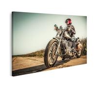 islandburner Prime Image sur toile Motif motocycliste sur une longue route de campagne