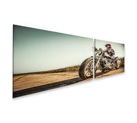 islandburner Prime Image sur toile Motif motocycliste sur une longue route de campagne