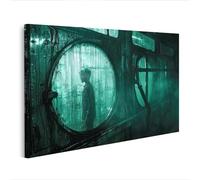 islandburner Prime Image sur toile Motif ombre dans une scène brumeuse derrière hublot - Toile 100 x 57 cm