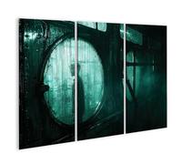 islandburner Prime Image sur toile Motif ombre dans une scène brumeuse derrière hublot - Toile 130 x 80 cm - 3 pièces