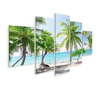 islandburner Prime Image sur toile Motif palmiers plage et mer sous un ciel bleu clair romantique