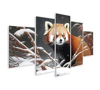 islandburner Prime Image sur toile Motif panda rouge dans la forêt d'hiver Neige et silence Images murales Poster