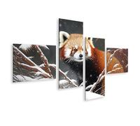 islandburner Prime Image sur toile Motif panda rouge dans la forêt d'hiver Neige et silence Images murales Poster