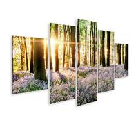 islandburner Prime Image sur toile Motif rayons de soleil dans la forêt printanière avec mer de fleurs