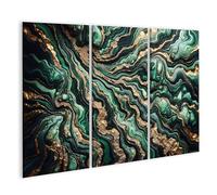 islandburner Prime Image sur toile - Motif vert scintillant - Accents dorés - Œuvre d'art fantaisie - Texture - Images murales