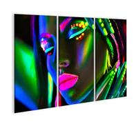 islandburner Prime Image sur toile Motif visage fluo avec yeux fermés et accents lumineux