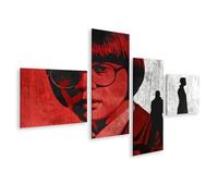islandburner Prime Image sur toile Ombre rouge Silhouette et portrait de femme Œuvre d'art - Toile 150 x 80 cm - 4 pièces
