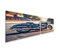 islandburner Prime Image sur toile Parking moto sur la route de campagne au coucher du soleil Images murales Poster