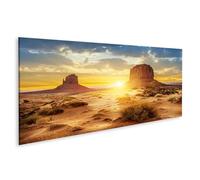 islandburner Prime Image sur toile Paysage désertique au lever du soleil sur Monument Valley Horizon - Toile 120 x 40 cm - Panorama