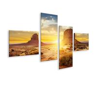 islandburner Prime Image sur toile Paysage désertique au lever du soleil sur Monument Valley Horizon - Toile 150 x 80 cm - 4 pièces