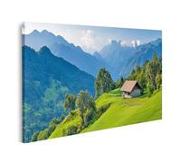 islandburner Prime Image sur toile Paysage idyllique avec chalet de montagne pour salon Nature Maison de vacances Photos murales Poster