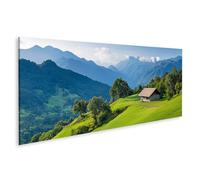 islandburner Prime Image sur toile Paysage idyllique avec chalet de montagne pour salon Nature Maison de vacances Photos murales Poster