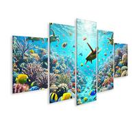 islandburner Prime Image sur toile Paysage marin avec tortues et poissons sur le récif corallien