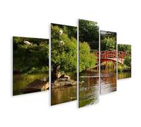 islandburner Prime Image sur toile Pont rouge et canards dans le paradis du jardin vert Images murales Poster