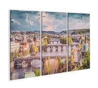 islandburner Prime Image sur toile Ponts de Prague Vue panoramique à la lumière du jour rivière rivière Images murales Poster