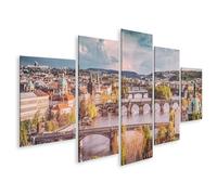 islandburner Prime Image sur toile Ponts de Prague Vue panoramique à la lumière du jour rivière rivière Images murales Poster