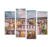 islandburner Prime Image sur toile Ponts de Prague Vue panoramique à la lumière du jour rivière rivière Images murales Poster
