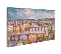 islandburner Prime Image sur toile Ponts de Prague Vue panoramique à la lumière du jour rivière rivière Images murales Poster