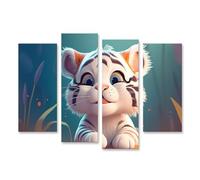 islandburner Prime Image sur toile - Portrait de tigre mignon - Illustration de dessin animé - Images murales