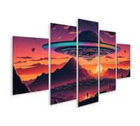 islandburner Prime Image sur toile représentant des ovnis géants sur paysage de montagne au coucher du soleil