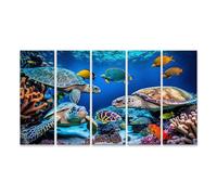 islandburner Prime Image sur toile représentant les tortues et les poissons dans un récif corallien coloré