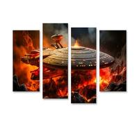 islandburner Prime Image sur toile représentant un vaisseau spatial dans l' volcanique du futur galaxie images murales poster