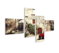 islandburner Prime Image sur toile représentant une voiture classique rouge devant un bâtiment historique