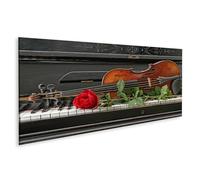 islandburner Prime Image sur toile Rose Violon et Piano Harmonie Musique en harmonie Images murales Poster