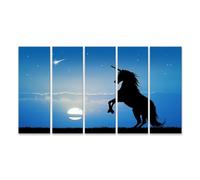 islandburner Prime Image sur toile Silhouette Licorne Nuit Ciel Scène de conte de fées Fantaisie Images murales Poster