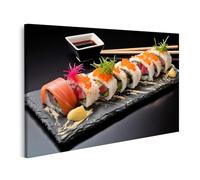 islandburner Prime Image sur toile Sushi Rouleau Set Noir Délicieux Repas Asiatique Wasabi Images Génératives Tableaux Muraux Poster