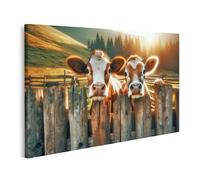 islandburner Prime Image sur toile Vaches curieuses, taches brunes et blanches, visages vivants. Images murales Poster