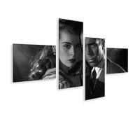 islandburner Prime Image sur toile Vieux noir et blanc Humphrey Bogart Portrait de style vintage - Toile 150 x 80 cm - 4 pièces