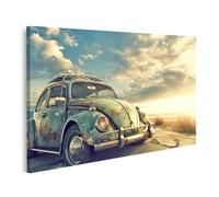 islandburner Prime Image sur toile Vieux VW Coccinelle sur la plage au coucher du soleil Images murales Poster
