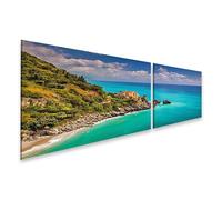 islandburner Prime Image sur toile Villa sur la mer Méditerranée sur une falaise sous ciel bleu et mer - Toile 160 x 40 cm - 2 pièces