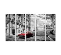islandburner Prime Image sur toile Voiture rouge à Paris avec la Tour Eiffel en arrière-plan Images murales Poster