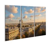 islandburner Prime Image sur toile Vue d'automne sur la Tour Eiffel et l'architecture parisienne - Toile 130 x 80 cm - 3 pièces