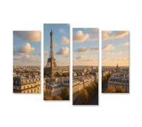 islandburner Prime Image sur toile Vue d'automne sur la Tour Eiffel et l'architecture parisienne - Toile 130 x 80 cm - 4 pièces