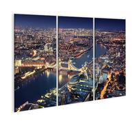 islandburner Prime Image sur toile vue nocturne de la ville des lumières sur la rive de la rivière vue d'oiseau Images murales Poster