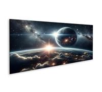 islandburner Prime Impression sur toile Motif étoiles et planètes dans la danse éternelle de l'univers Toile 120 x 40 cm Panorama