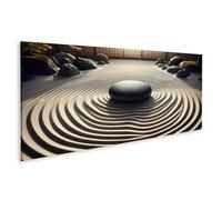 islandburner Prime Impression sur toile Motif jardin zen avec pierres et vagues de sable 120 x 40 cm